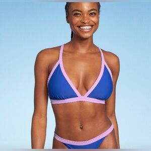 ‼️RARE‼️🎸Xhilaration🎸🔥NWT🔥Cobalt Blue Stitched Purple Trim Bikini Bottoms—S
